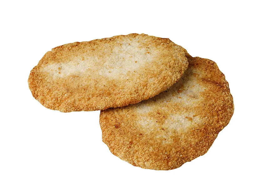Två krispiga panerade kycklingfärsschnitzlar på 140 g